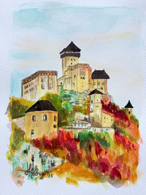 Trenčín — akvarel, 21x29cm, 2025