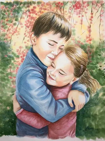 Čerešne na jabloni — akvarel, 50x70cm, 2020