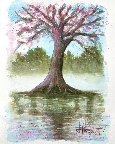 Strom života — akvarel, 30x40cm, 2022