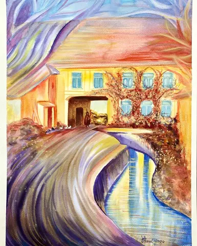 Králikov mlyn v Nemšovej I. — Akvarel, 50x70cm, 2020