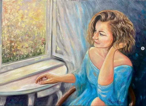 Rozkvitnutá — Olej, 50x60cm, 2022