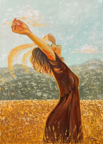 Sama sebou II. — olej, 50x70cm, 2021